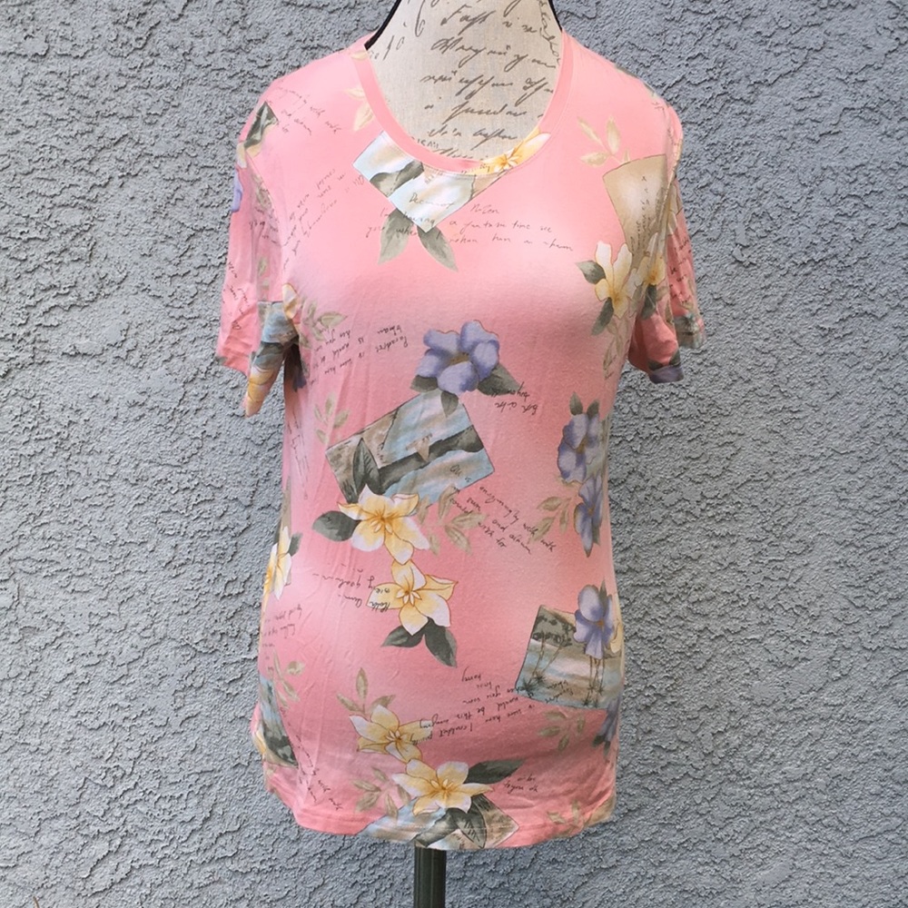 Caribbean joe tropical short sleeve top